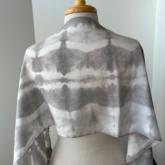 100% Silk Artist Made Natural Resist Dye Shibori Scarf NWT - Picture 2 of 5